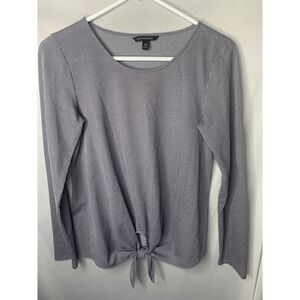 Women's XS Banana Republic Grey Striped Tie Front Blouse Long‎ Sleeve